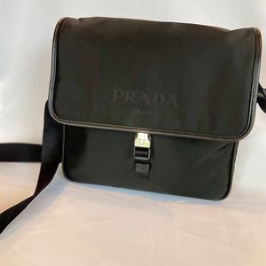 Prada Tessuto & Saffiano Logo Messenger Bag